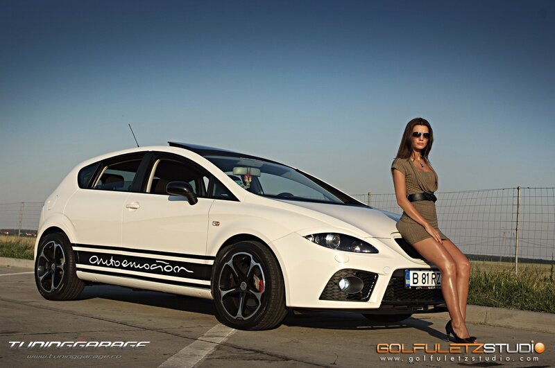 woman with white car