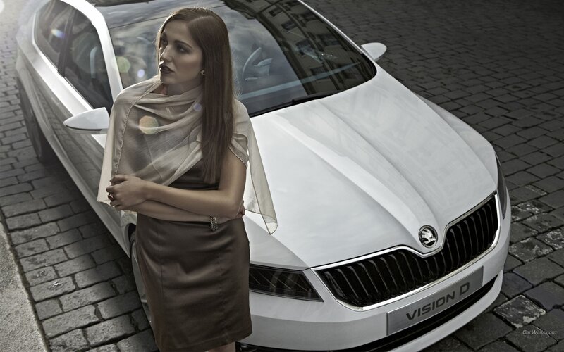 woman with white car