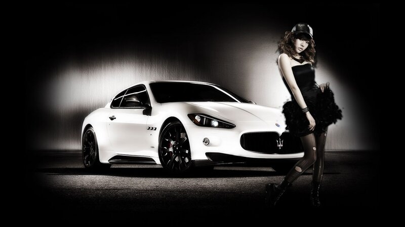Woman with White Car — Dramatic, Night