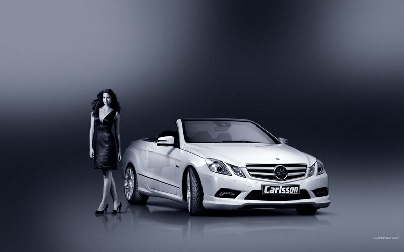 woman with white convertible car