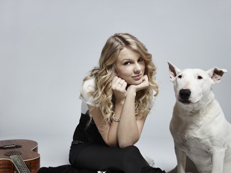 Woman with White Dog — Calm, Friendly