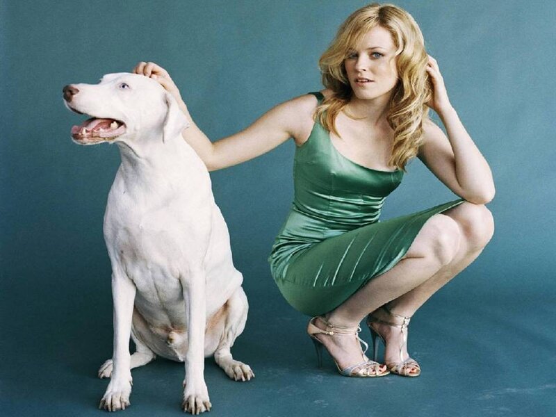 Woman with White Dog — Green