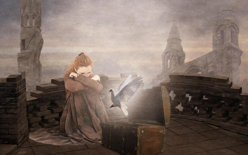 Woman with White Dove — Brown