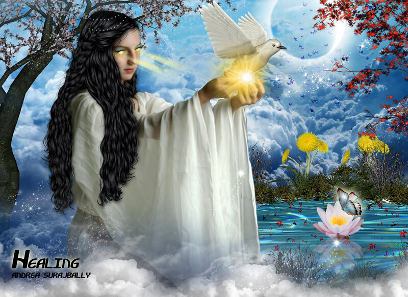 Woman with White Dove — Serene, Night