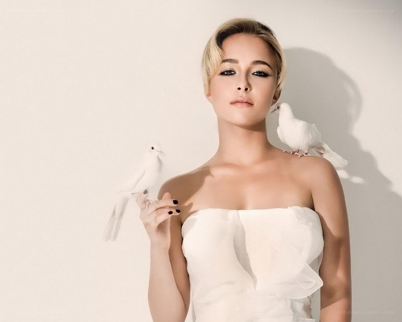 woman with white doves