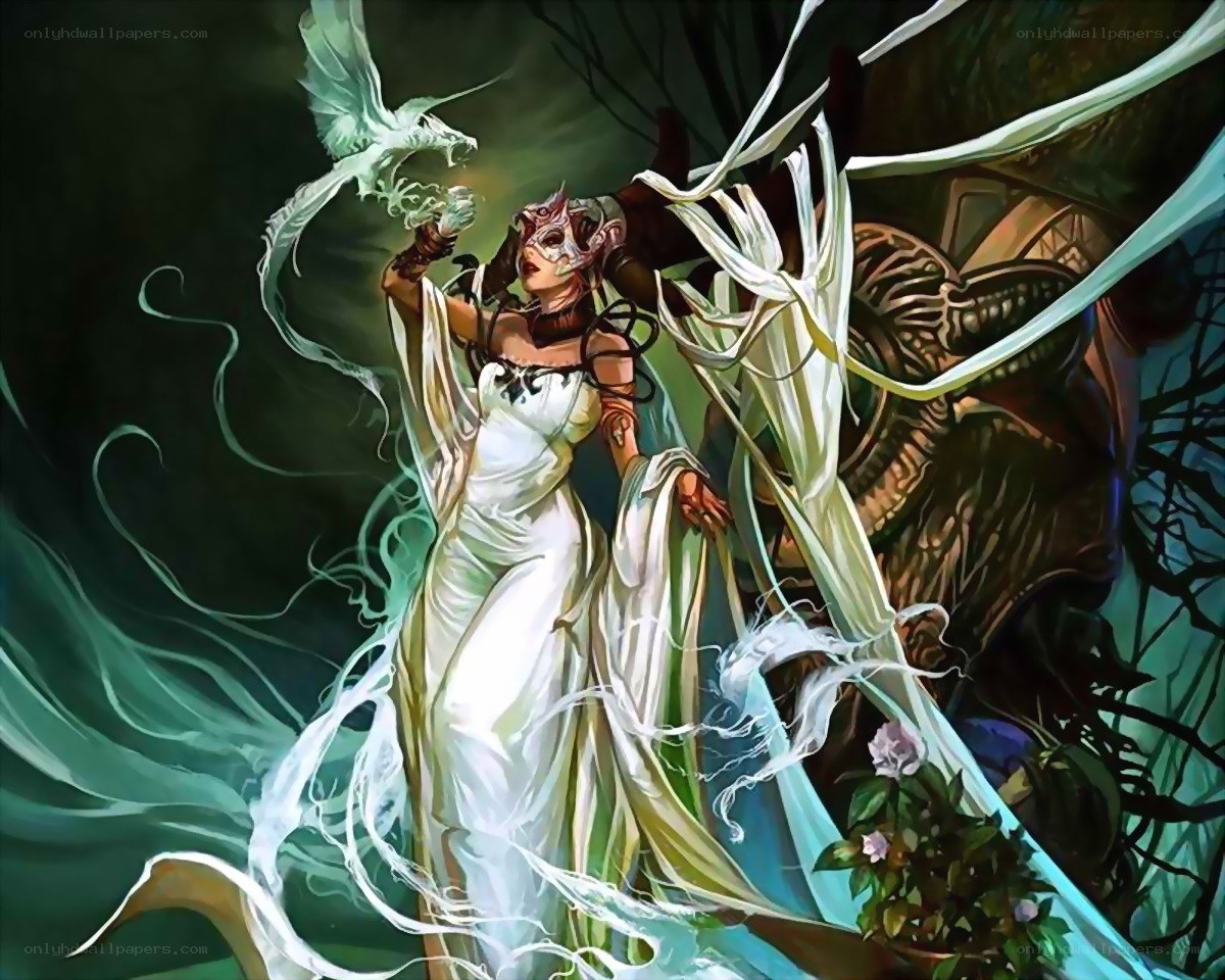 Woman with white dragon