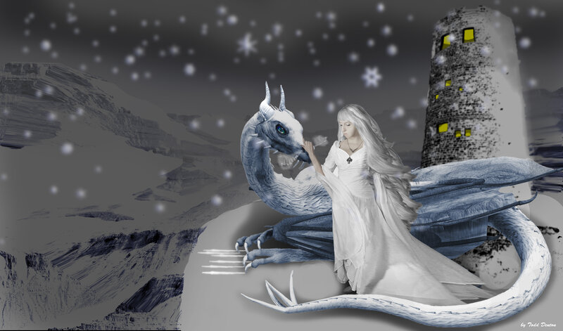 Woman with White Dragon — Dramatic