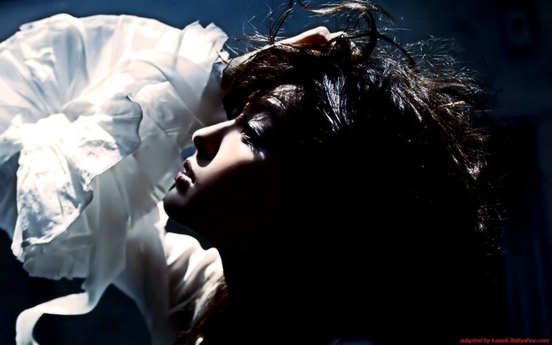 woman with white fabric