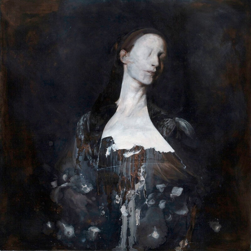 Woman with White Face — Black
