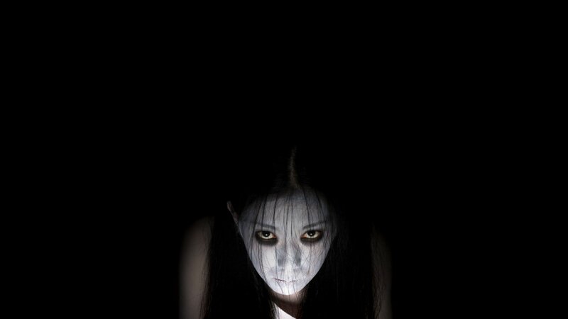 Woman with White Face Paint — Black, Creepy