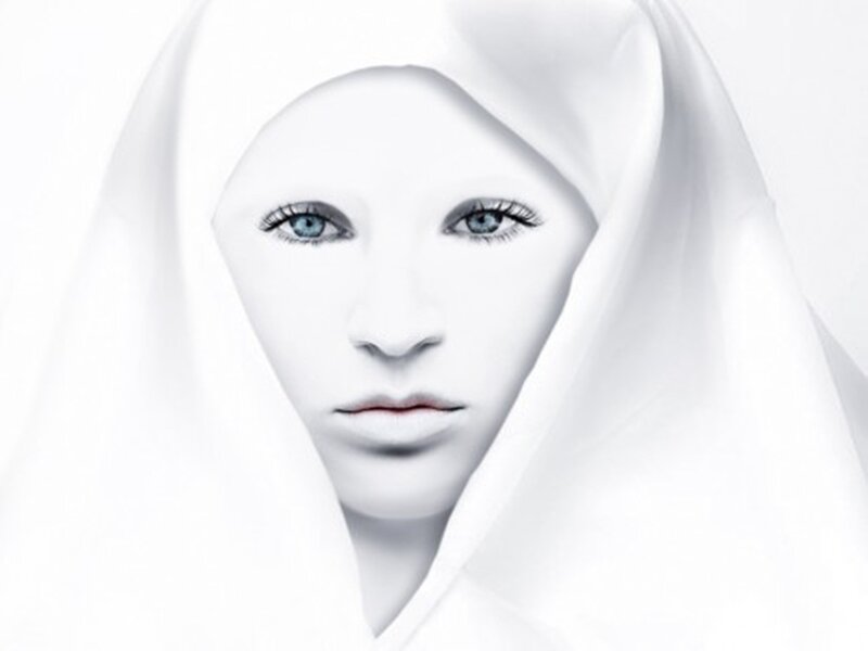 Woman with White Face Paint — Serene