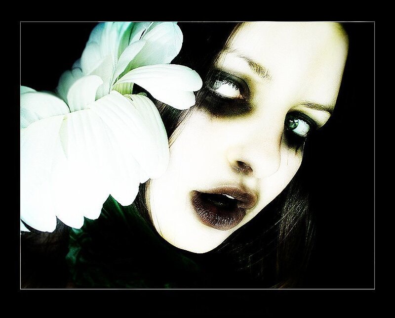 woman with white flower