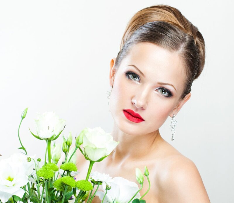 Woman with White Flowers — Serene, Photograph, Earrings