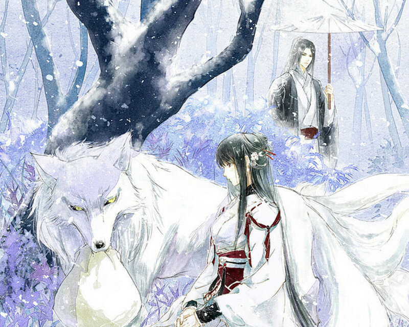 Woman with White Fox — Serene