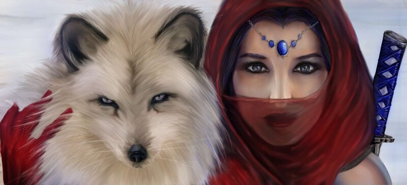 Woman with White Fox