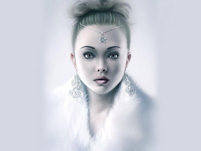 Woman with White Fur — Serene