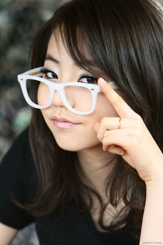 woman with white glasses