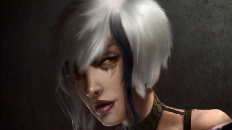 woman with white hair and golden eyes