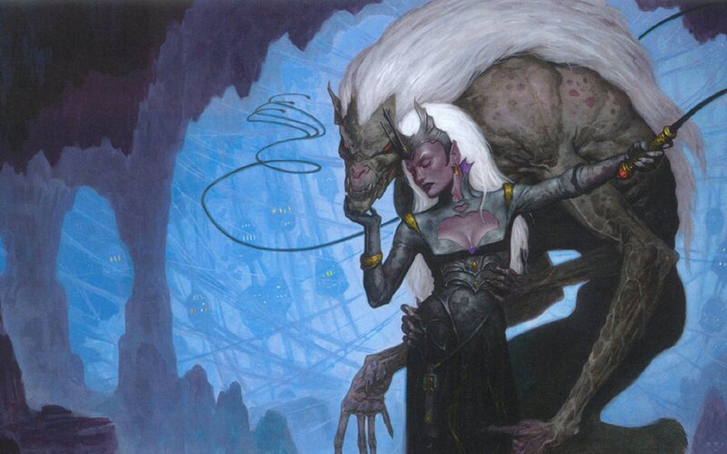 Woman with White Hair and Monster