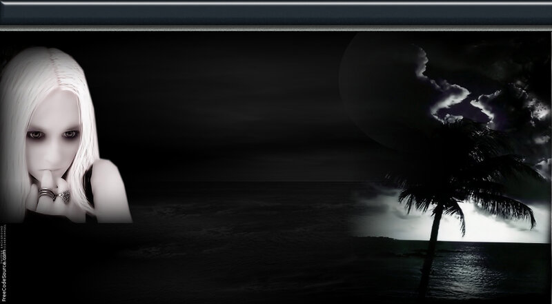 Woman with White Hair — Black, Dark, Night, Digital Art, Palm Tree