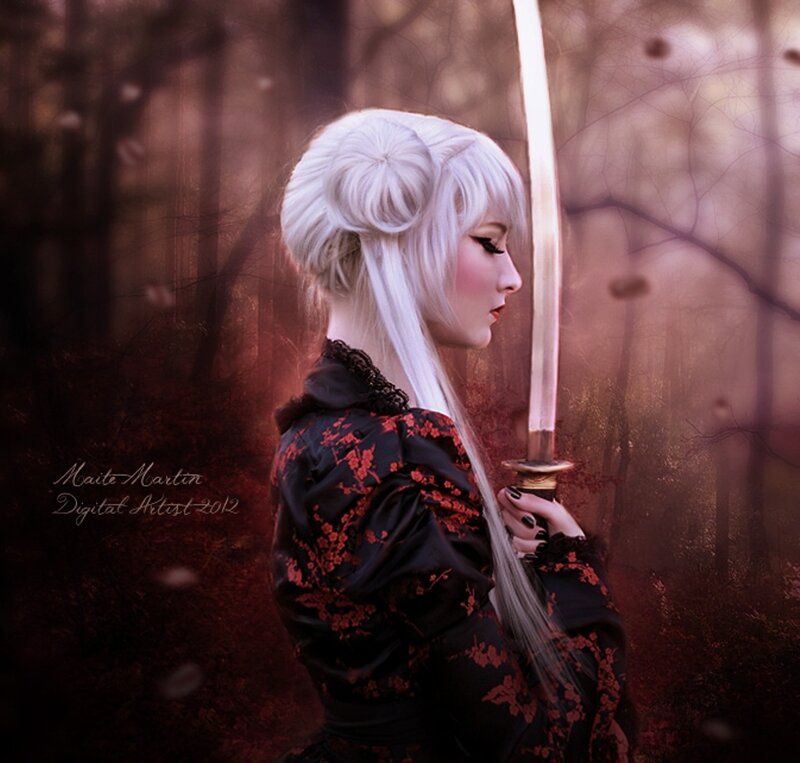 Woman with White Hair — Black, Dramatic, Autumn