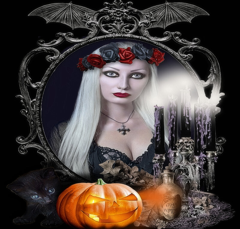 Woman with White Hair — Black, Gothic