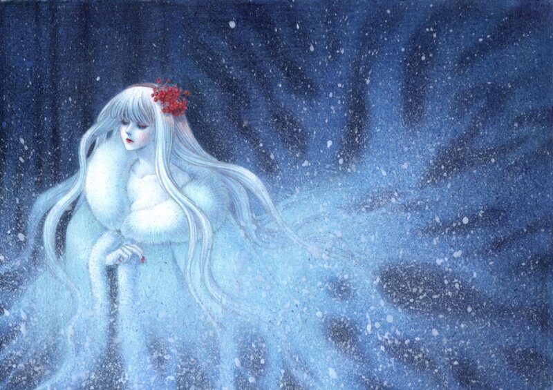 Woman with White Hair — Blue, Cold