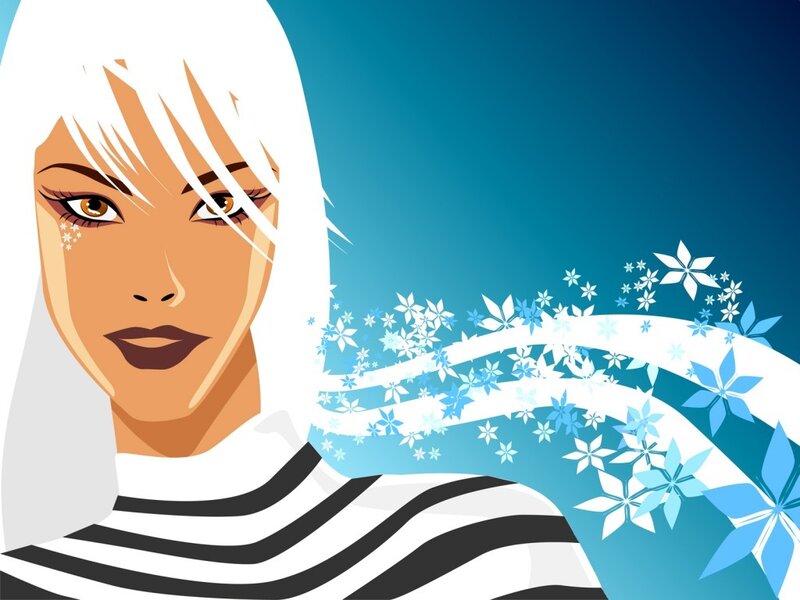Woman with White Hair — Blue, Cool
