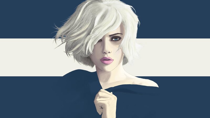 Woman with White Hair — Blue, Dramatic, Digital Art, White Hair
