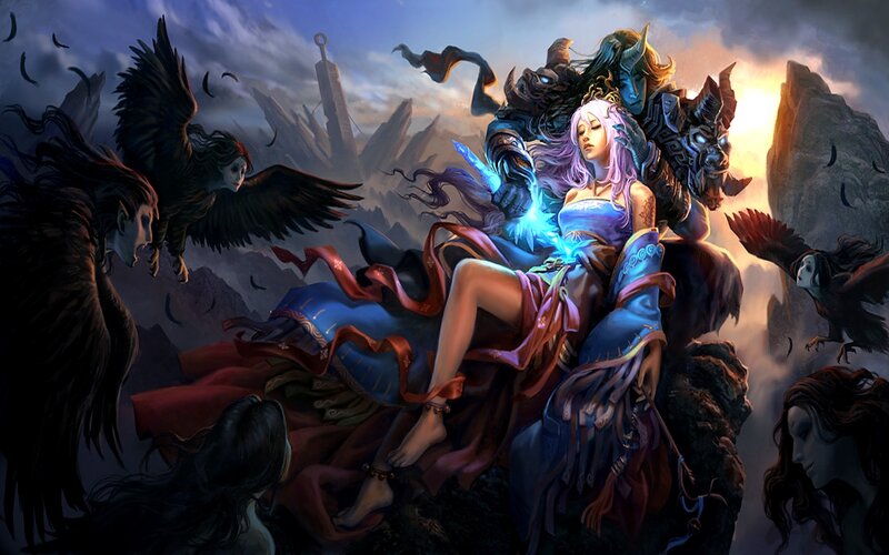Woman with White Hair — Blue, Dramatic, Sunset
