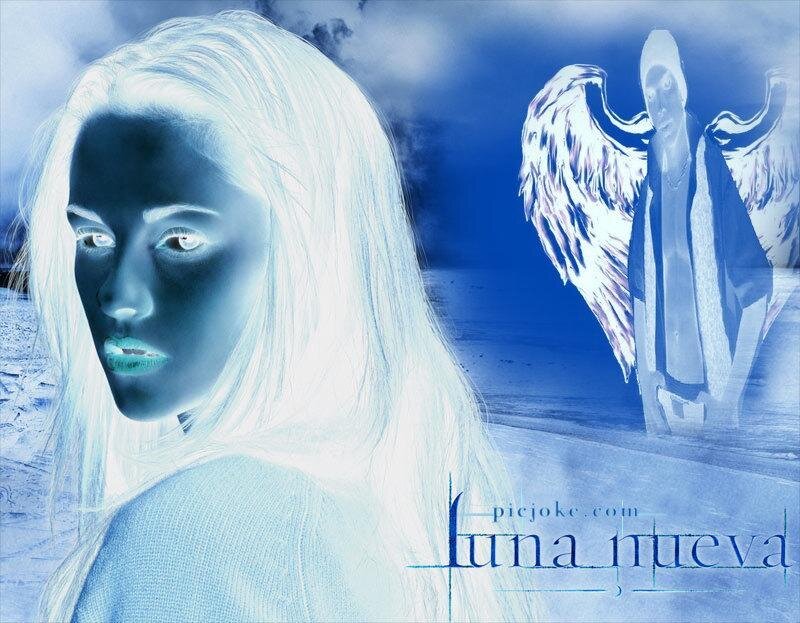 Woman with White Hair — Blue, Dramatic