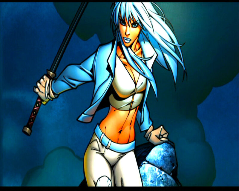 Woman with White Hair — Blue