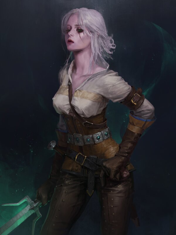 Woman with White Hair — Brown, Dramatic, Night