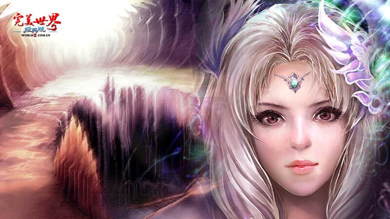 Woman with White Hair — Dramatic, Digital Art, Jewel