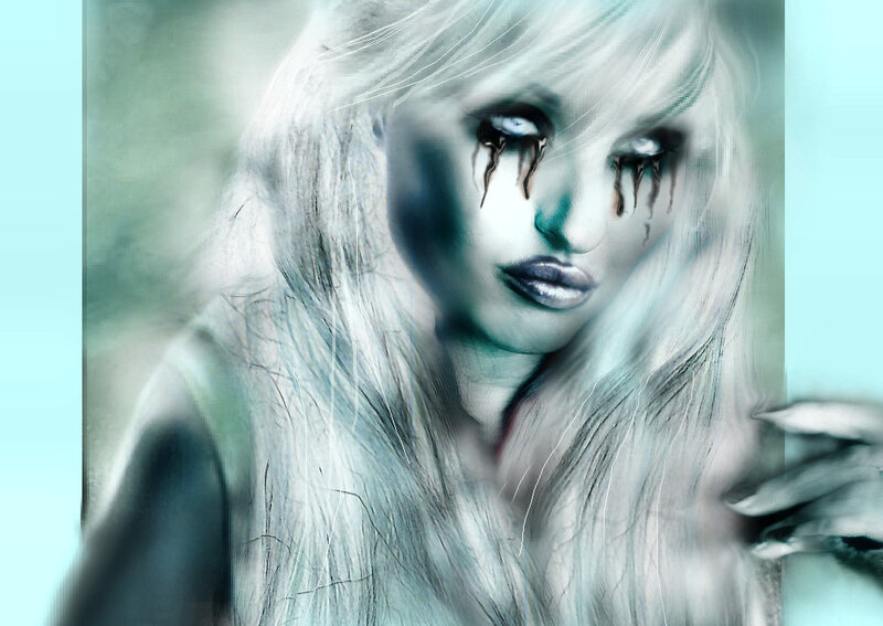 Woman with White Hair — Dramatic, Digital Art, White Hair
