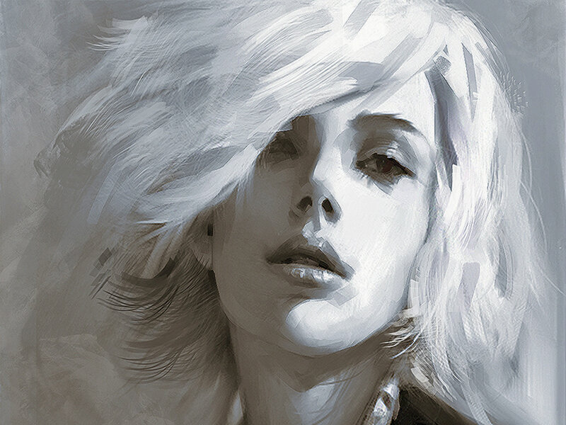 Woman with White Hair — Dramatic, Painting
