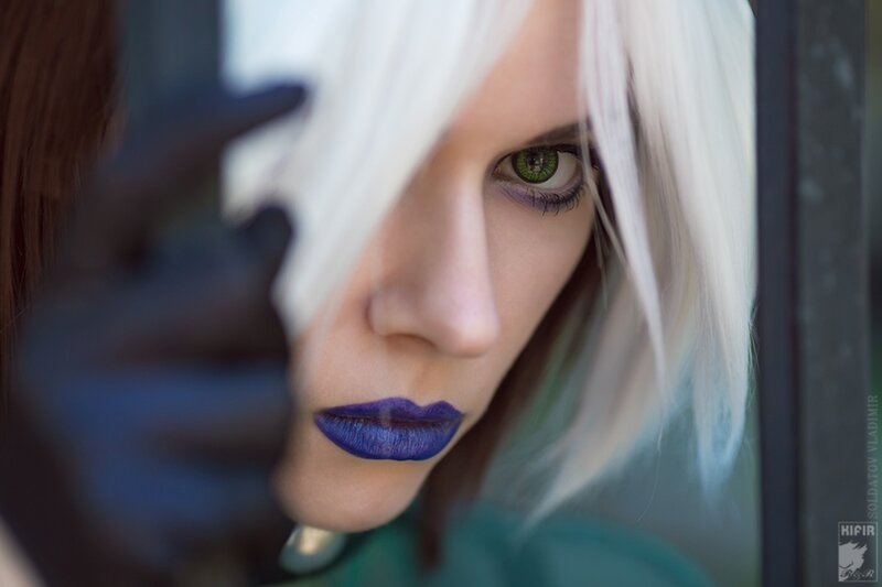 Woman with White Hair — Dramatic, Photograph, Green Eyes