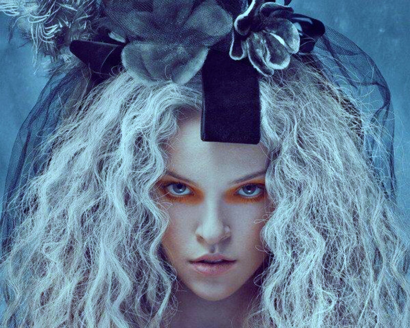 Woman with White Hair — Dramatic, Photograph, Makeup, Veil