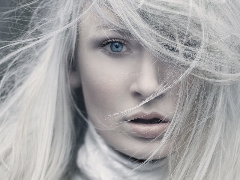 Woman with White Hair — Dramatic, Photograph