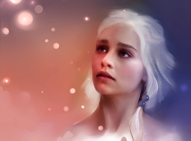 Woman with White Hair — Dreamy, Digital Art, Earring