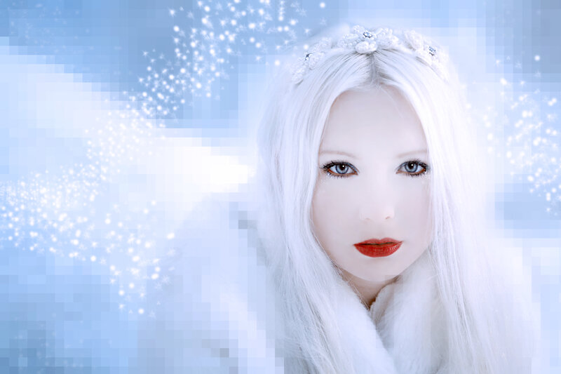 Woman with White Hair — Ethereal, Digital Art, Crown