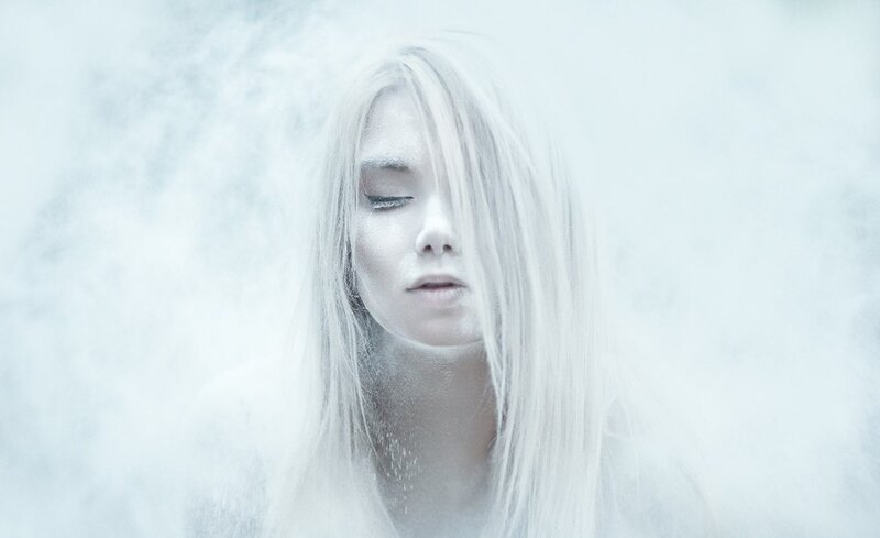 Woman with White Hair — Ethereal, Photograph, Mist
