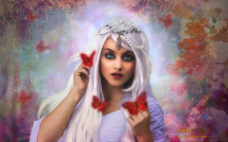 Woman with White Hair — Fantasy, Digital Art