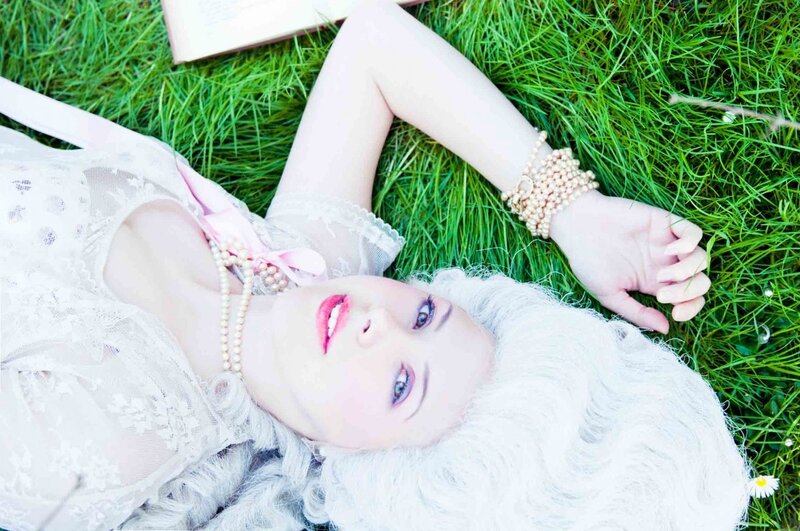 Woman with White Hair — Green, Serene, Summer