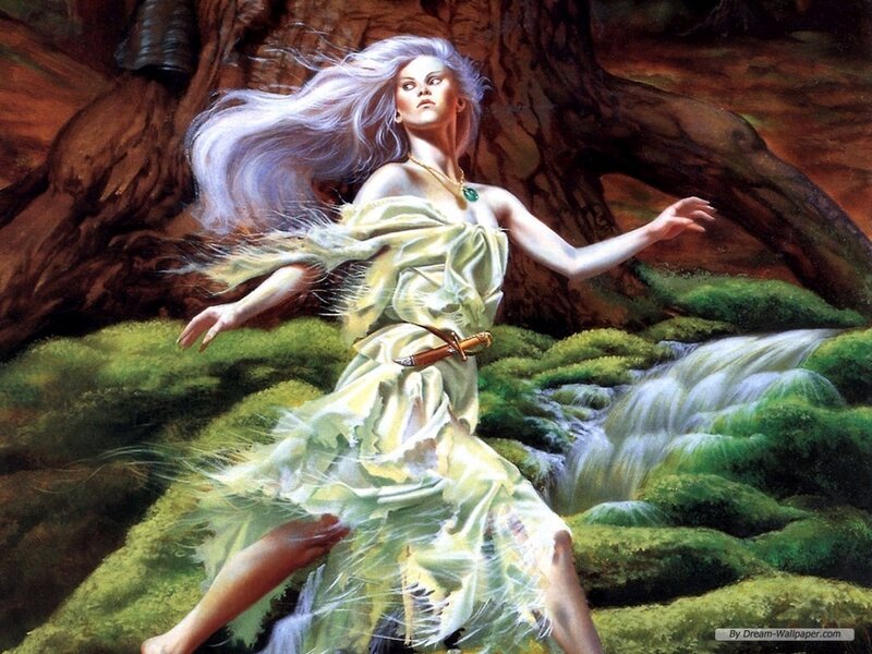 Woman with White Hair — Green