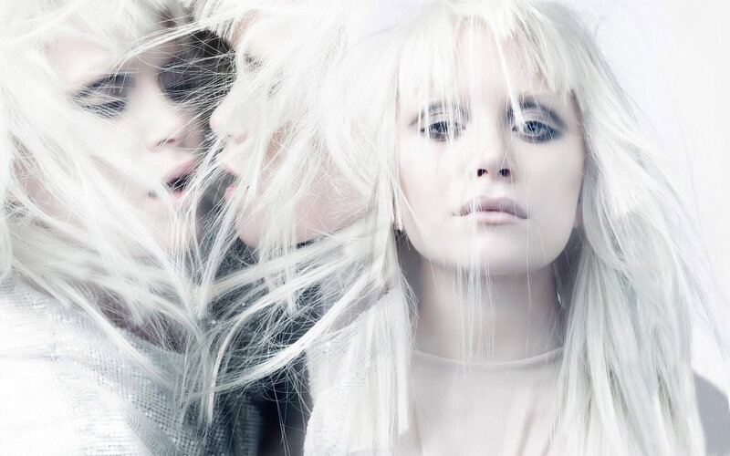 woman with white hair in motion