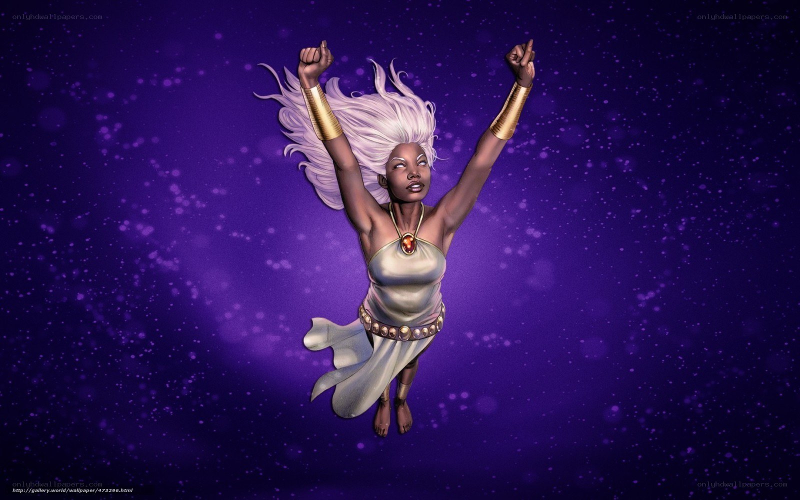 woman with white hair in space