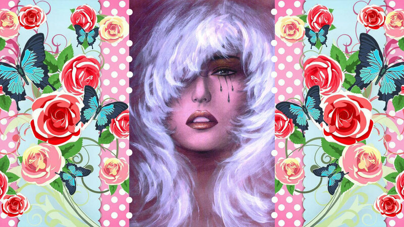 Woman with White Hair — Pink, Dramatic