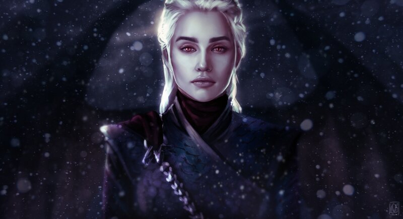 Woman with White Hair — Purple, Dramatic, Winter