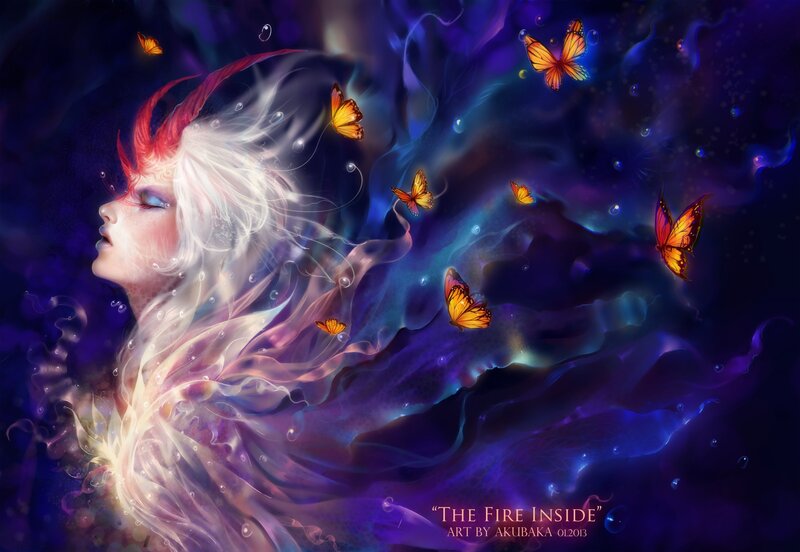 Woman with White Hair — Purple, Dreamy, Night
